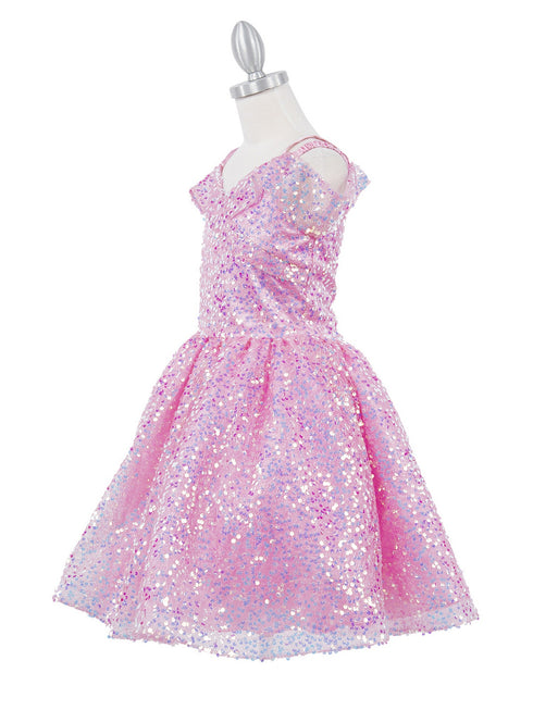 Girls Rainbow Sequin Off Shoulder Short Party Dress, Sizes 2-16 - SophiasStyle.com